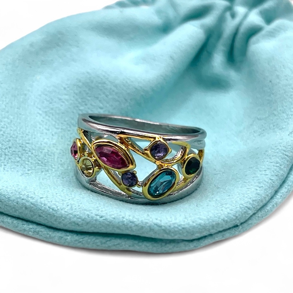 ❤️ Crystal Gemstones x Silver x Gold Stackable Ring